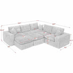 Sectional Sofa with Moveable Ottoman and Modular Design - Multiple Colors