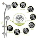 Dual Shower Head System with Rain Shower and Adjustable Slide Bar - Multiple Colors