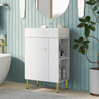 Bathroom Vanity with Single Ceramic Sink and Side Storage - Multiple Colors