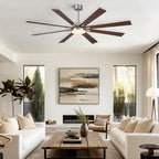 Large Ceiling Fan with Dimmable LED Light and Remote Control - Black or Dark Brown