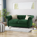 Chesterfield Loveseat Sofa with Tufted Velvet - Emerald or Navy Blue