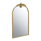 Gold Arched Wall Mirror with Metal Frame - Decorative Accent