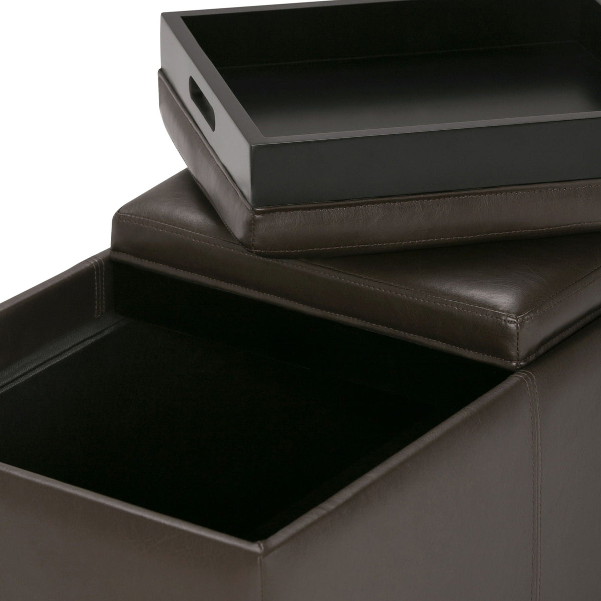 Avalon Upholstered Storage Ottoman with Flip-Over Serving Trays - Multiple Colors