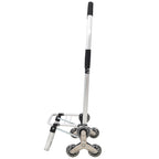 Foldable Shopping Stair Trolley with Triangular Wheels and Removable Waterproof Bag - Black