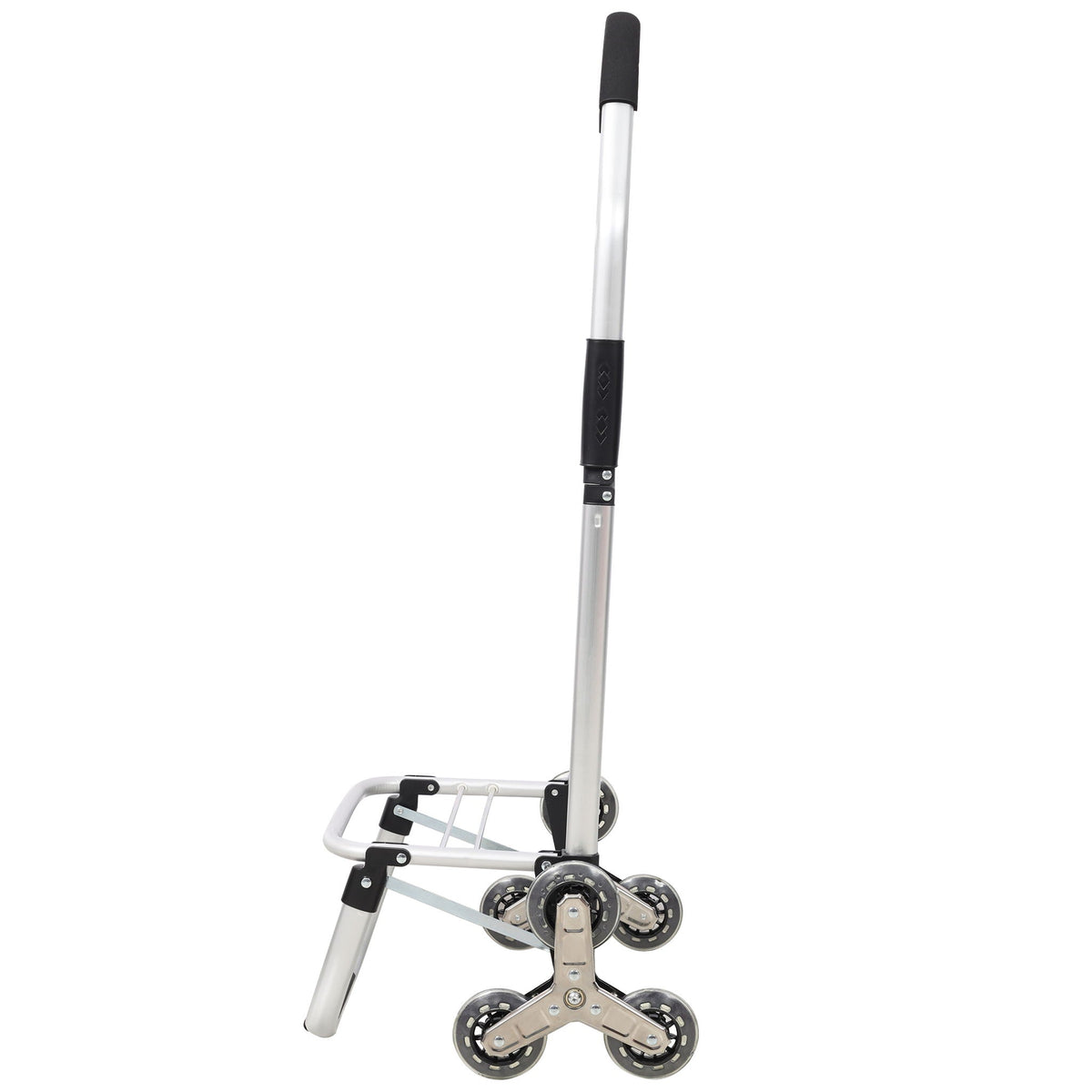 Foldable Shopping Stair Trolley with Triangular Wheels and Removable Waterproof Bag - Black