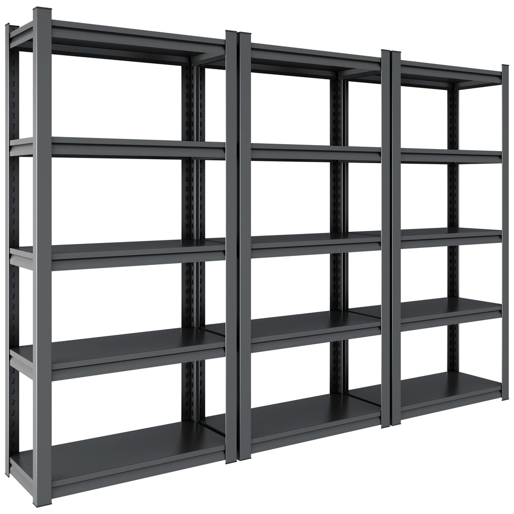Heavy Duty Metal Garage Shelving Unit with Adjustable Shelves - Black