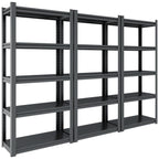 Heavy Duty Metal Garage Shelving Unit with Adjustable Shelves - Black