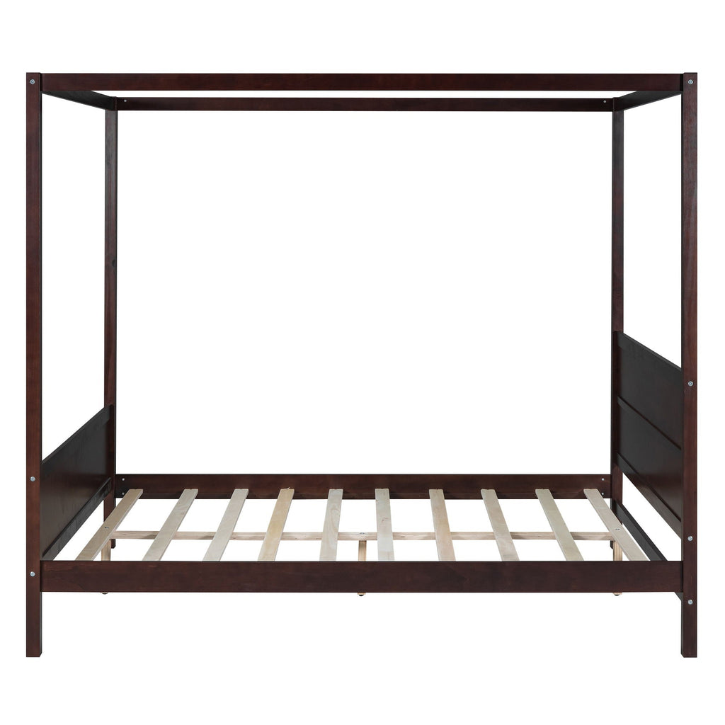 Canopy Platform Bed with Headboard and Footboard, Slat Support Leg - Queen