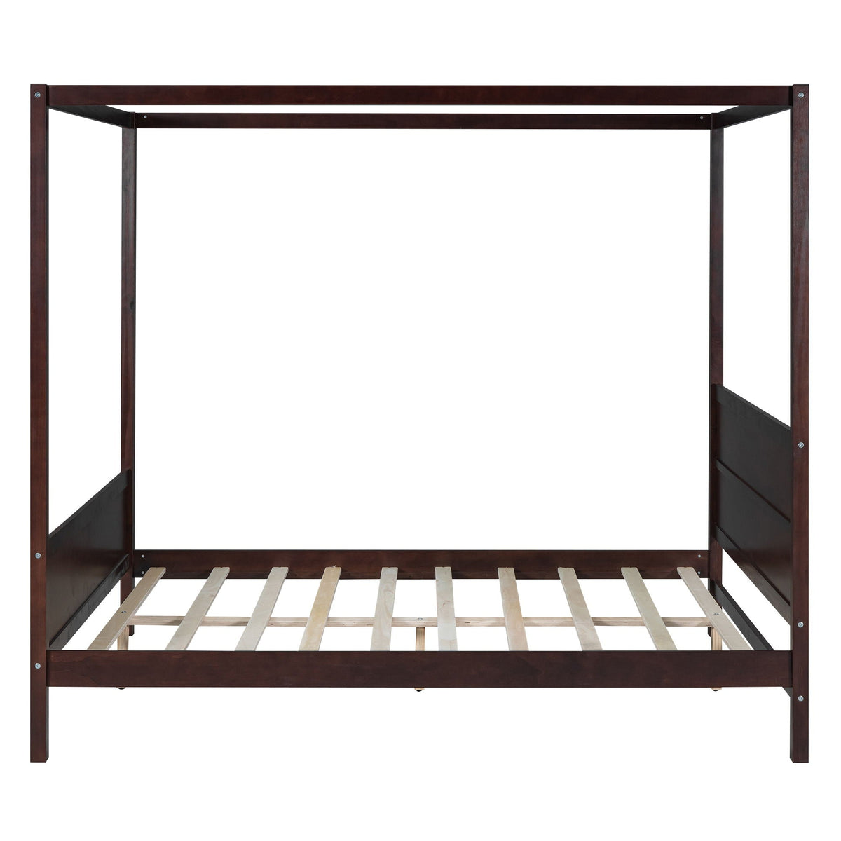 Canopy Platform Bed with Headboard and Footboard, Slat Support Leg - Queen