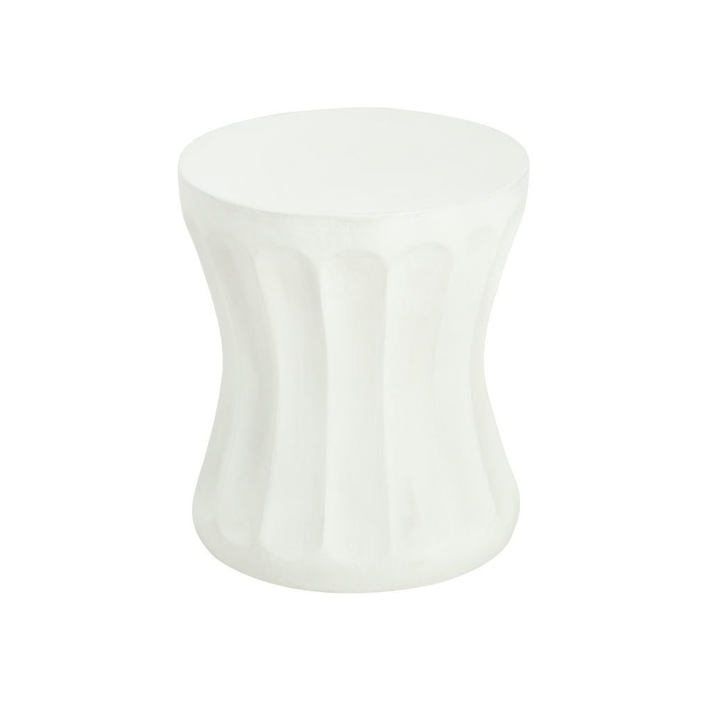 Antique White Concrete Outdoor Side Table with Weather-Resistant Durability