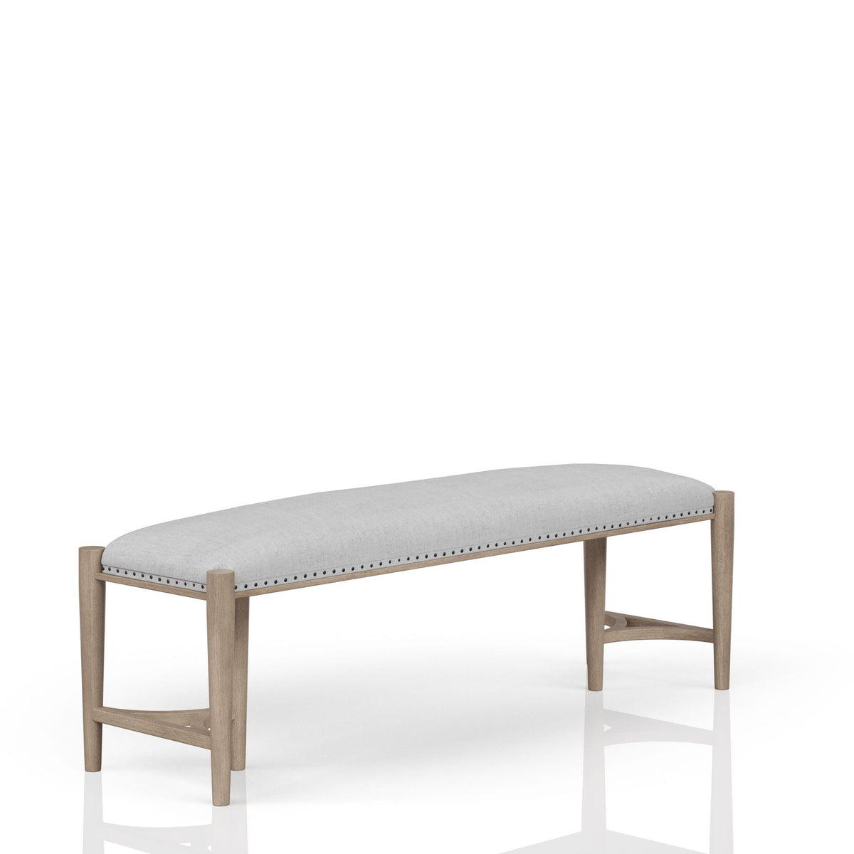Sand Upholstered Bench with Nailhead Trim - 59.25" W