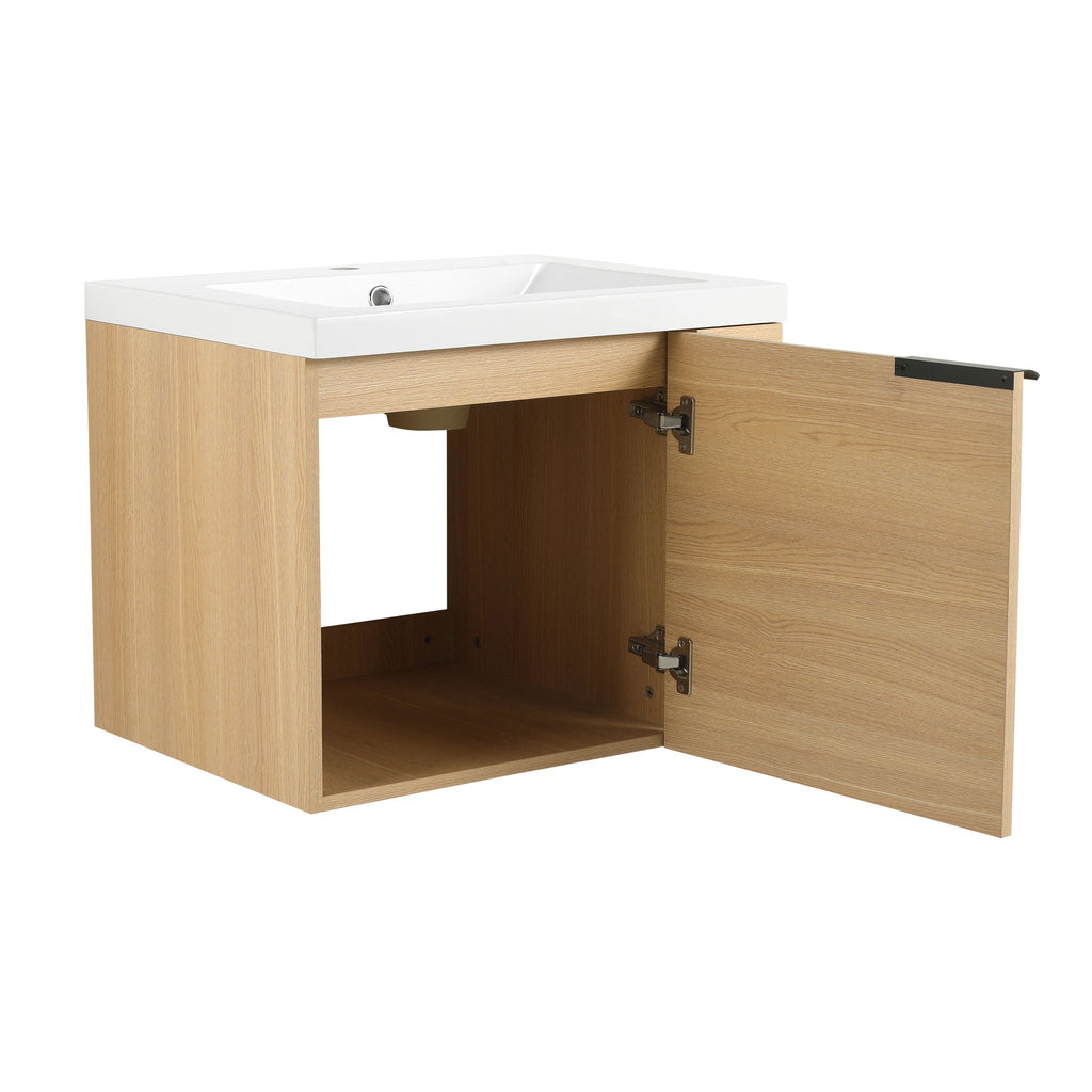 Modern Bathroom Vanity with Side Storage - Light Brown or White