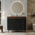 36" Freestanding Bathroom Vanity with Faux Marble Top & Ceramic Sink - Multiple Colors