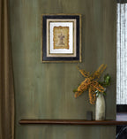 Framed Antiqued Sculpture Print with Wood Frame - Light Brown