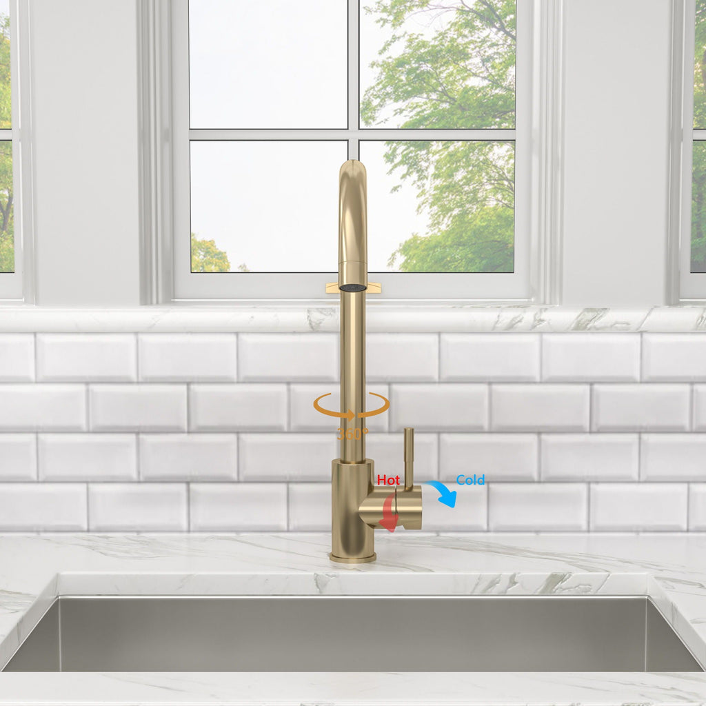 Modern Kitchen Sink Faucet with Single Handle - Gray, Black, Gold