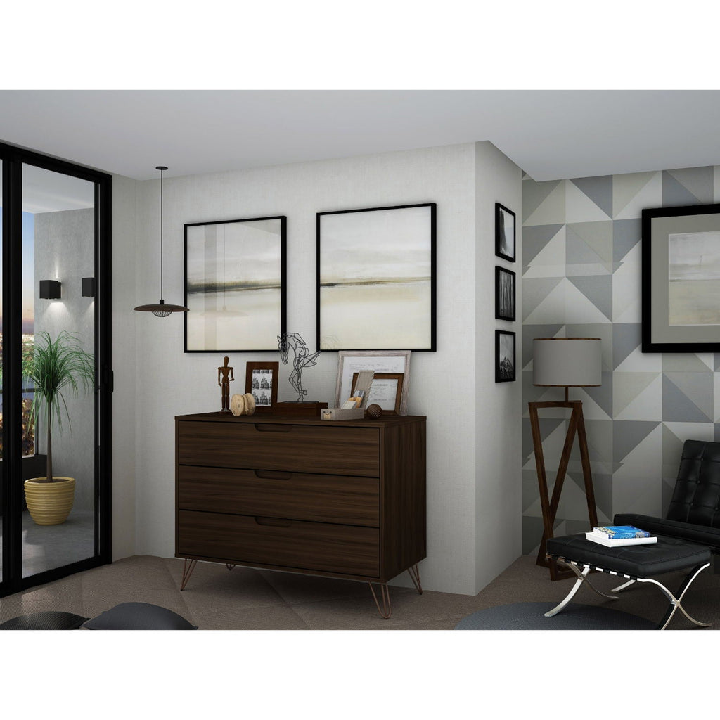 Rockefeller 3 Drawer Dresser with Splayed Legs - Multiple Colors