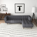 L Shape Sectional Sofa Tufted with Mid-Century Modern Design - Dark Gray or Beige