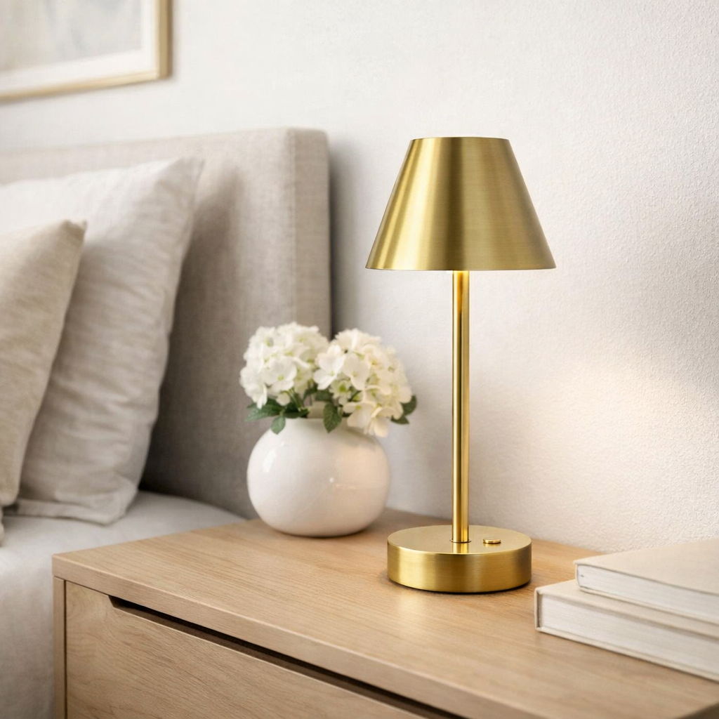 Rechargeable LED Table Lamp with Touch Switch - Gold or Pearl Silver