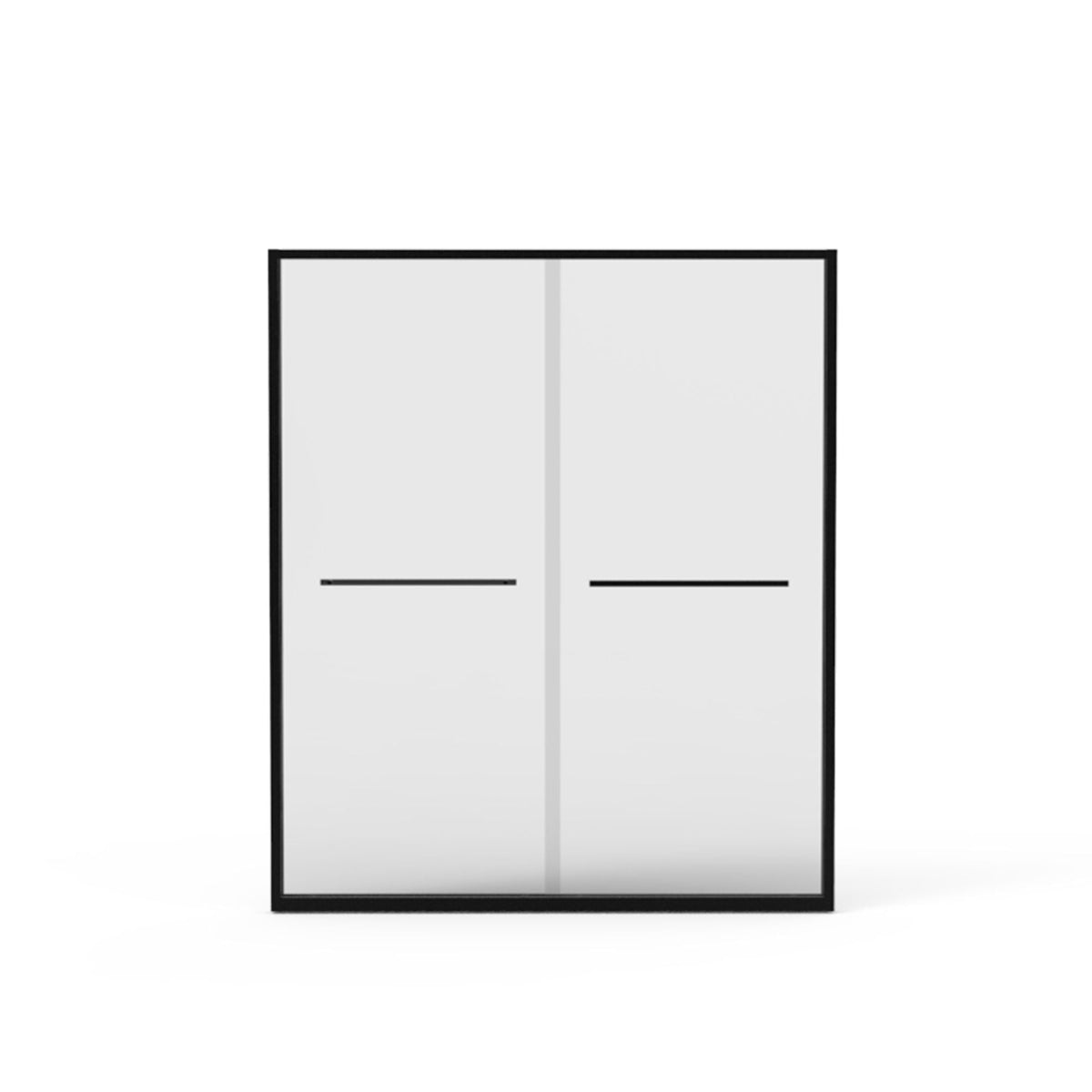 Double Sliding Shower Door with Tempered Glass - Matte Black