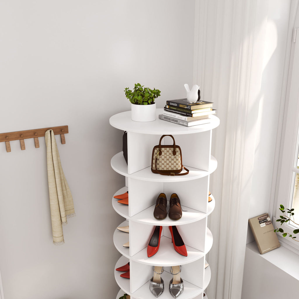 360 Rotating Shoe Cabinet 6 Layers with Space-Saving Rotating Design - Multiple Colors