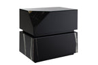 Drisana Mirrored End Table with Tempered Glass Accents - Black
