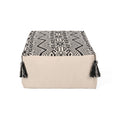 Rectangular Pouf Ottoman Floor Cushion with Polystyrene Fill - Natural / Black
