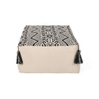 Rectangular Pouf Ottoman Floor Cushion with Polystyrene Fill - Natural / Black