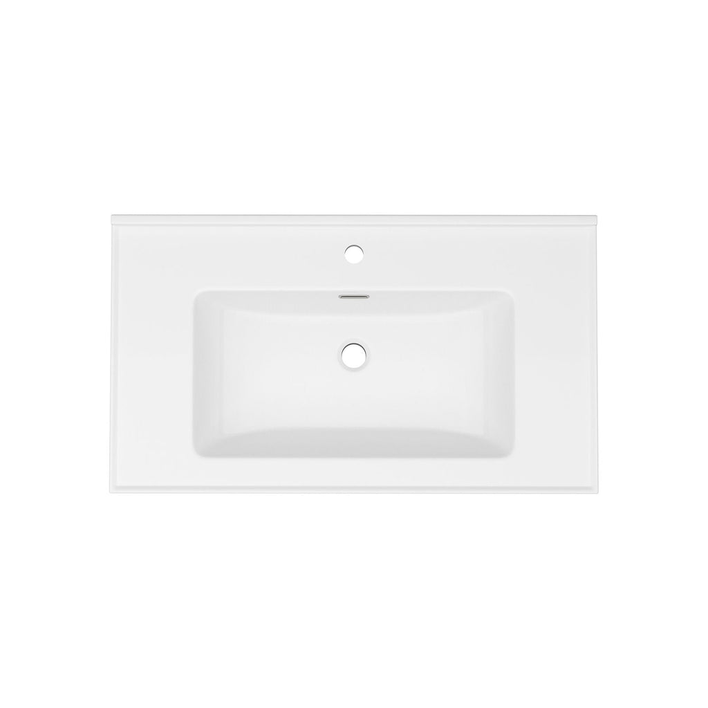 Modern Rectangular Vanity Top with Overflow – White