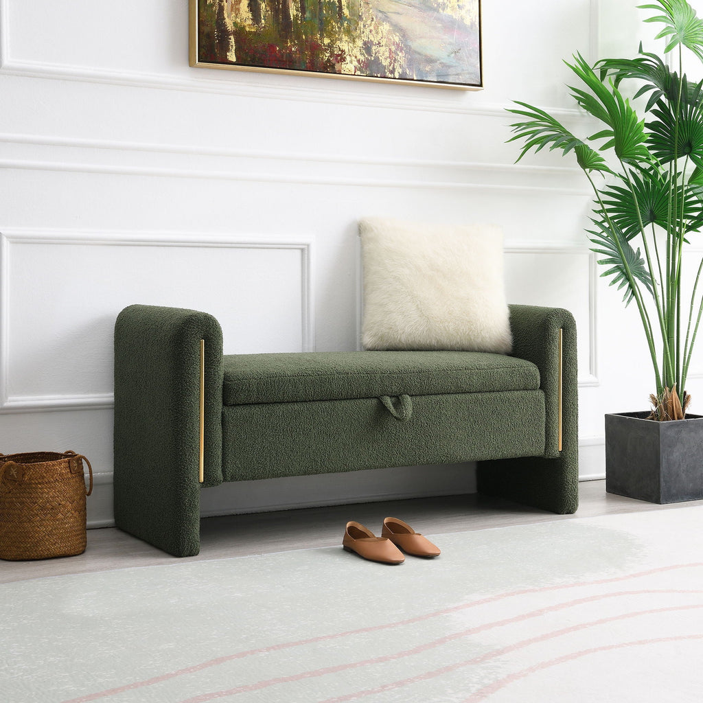 Modern Teddy Upholstered Bed End Bench with Storage - Multiple Colors