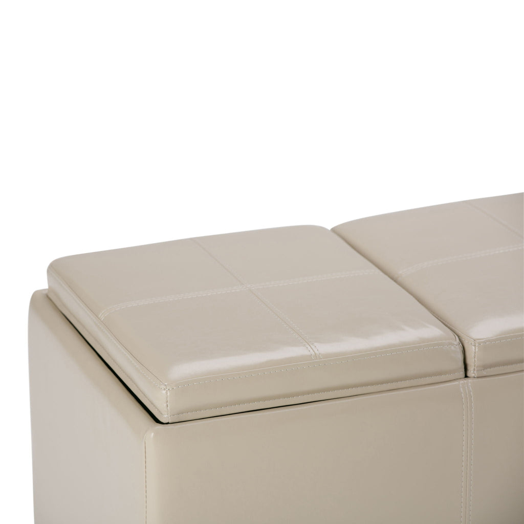 Avalon Upholstered Storage Ottoman with Flip-Over Serving Trays - Multiple Colors