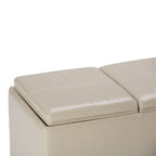 Avalon Upholstered Storage Ottoman with Flip-Over Serving Trays - Multiple Colors