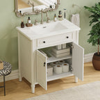 Vintage Bathroom Vanity With Sink and Soft-Close Doors - Dark Gray or White