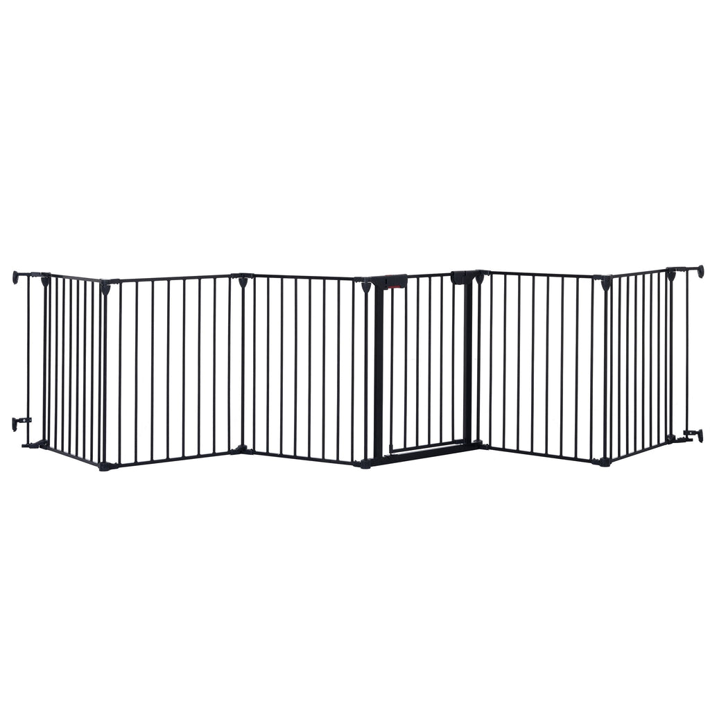 Adjustable Metal Safety Gate Play Yard with Pivoting Panels - Black