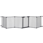 Adjustable Metal Safety Gate Play Yard with Pivoting Panels - Black