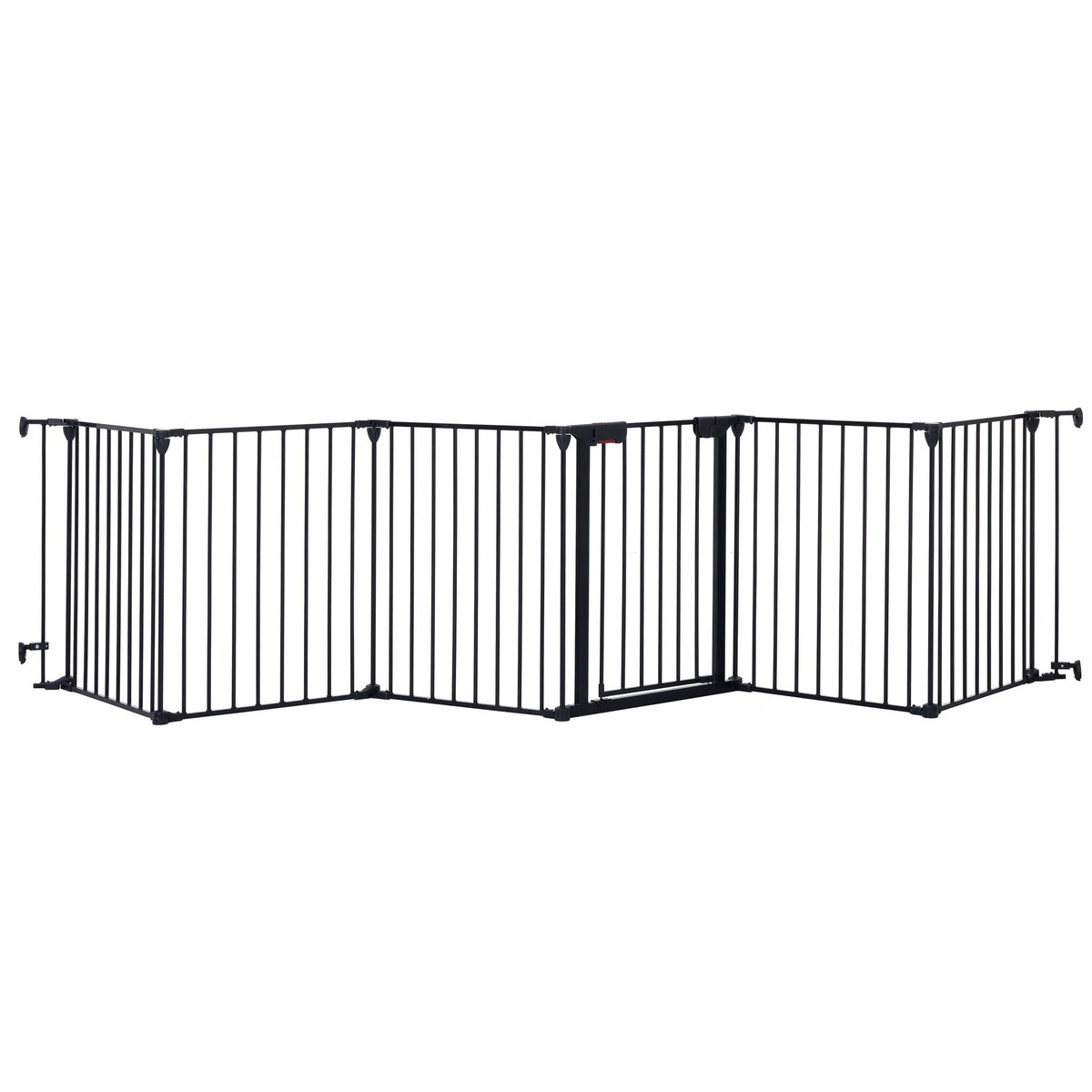 Adjustable Metal Safety Gate Play Yard with Pivoting Panels - Black
