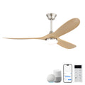 Smart Ceiling Fan with Lights and Quiet DC Motor - Light Brown, Black, or Dark Brown