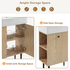 Bathroom Vanity with Single Ceramic Sink and Side Storage - Multiple Colors