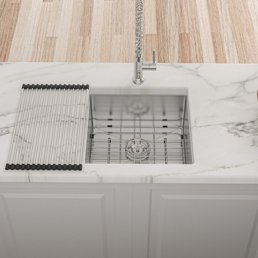 Modern Undermount Stainless Steel Kitchen Sink 16 Gauge, Deep Single Bowl - Gray