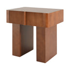 Wood End Table with Drawer with Fluted Front - Walnut