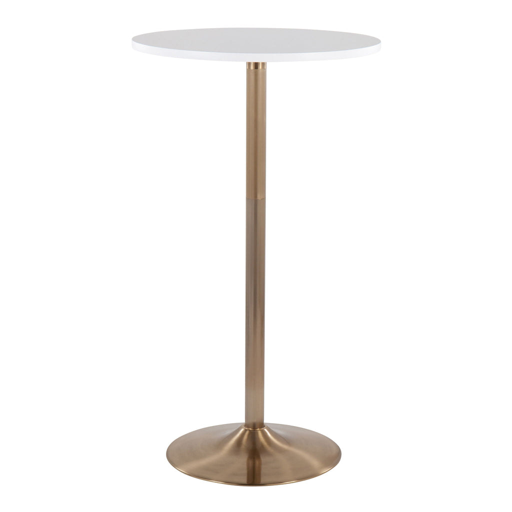Pebble Adjustable Height Table with Metal Base and Wood Top - White or Black