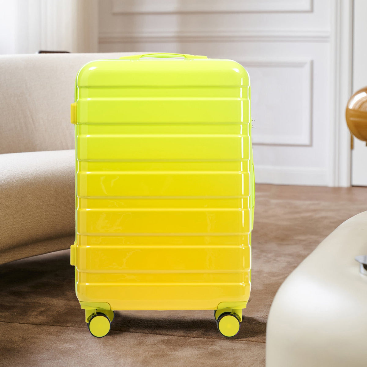 PC Spinner Wheel Luggage Set with 360° Wheels - Green + Yellow