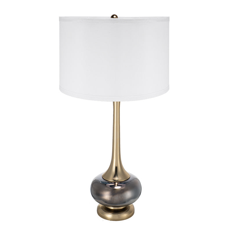 D15x29 Table Lamp with Glass Drum Shade – Aluminum Base