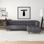 L Shape Sectional Sofa Tufted with Mid-Century Modern Design - Dark Gray or Beige