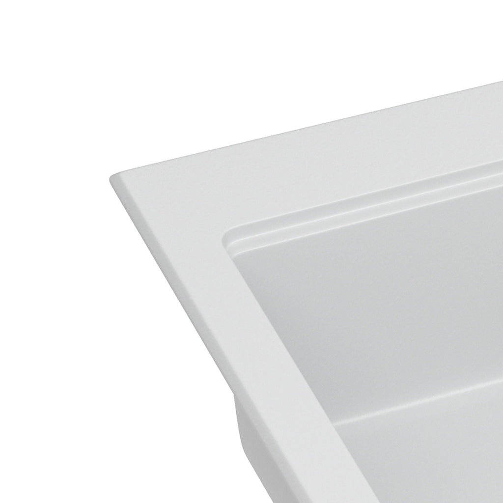 Quartz Kitchen Sink 30" x 22" Granite Composite Workstation Drop In - White