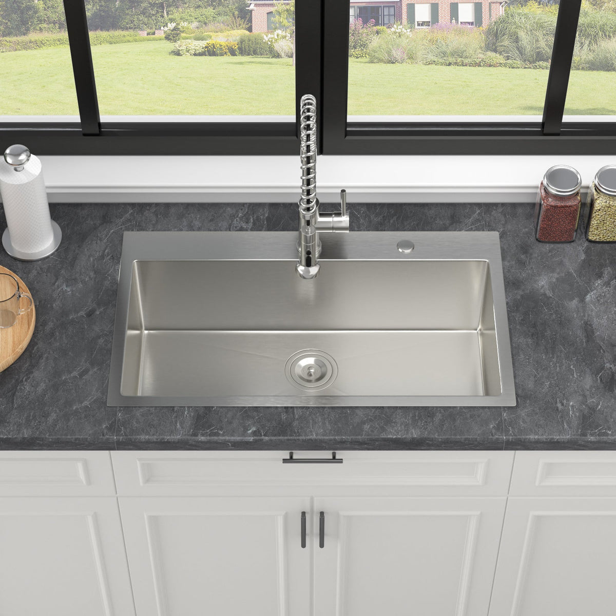 33 Inch Topmount Kitchen Sink with Single Bowl - Stainless Steel