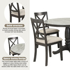 5-Piece Solid Wood Dining Set — White or Dark Gray