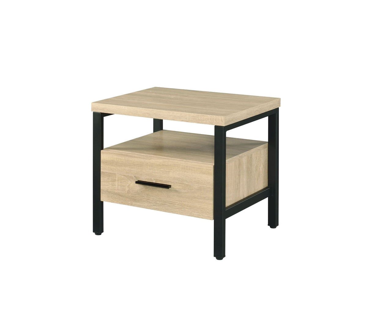 Oak Finish Nightstand with 1 Drawer and 1 Shelf - Modern Storage