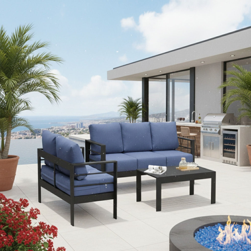 All-Weather Outdoor Patio Set with Thick Cushions - Multiple Colors