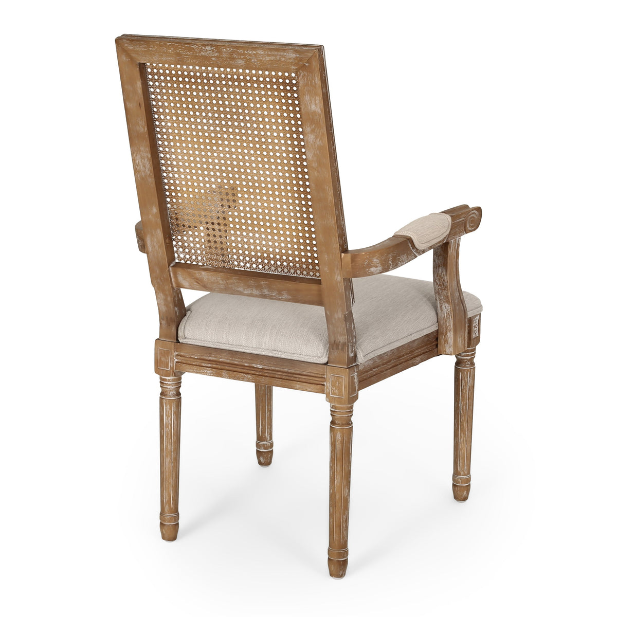 Upholstered Dining Chair with Cane Back - Beige or Light Grey