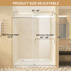 Frameless Sliding Glass Shower Doors 56-60" Width x 76" Height